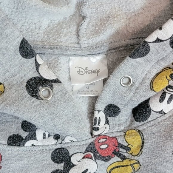 Disney Mikey Mouse Hoodie Womens Medium Gray All over Print Classic Sweatshirt - Picture 11 of 14
